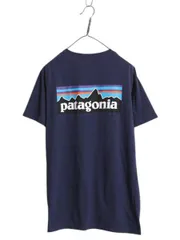 【お得なクーポン配布中!】 パタゴニア 両面 プリント 半袖 Tシャツ メンズ L / 18年製 オーガニック コットン スリムフィット バックプリント ボックスロゴ ネイビー