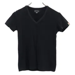 エンポリオアルマーニ 日本製 バック ラインストーン付き 半袖 Tシャツ S 黒 Emporio Armani Vネック レディース 【中古】  【230619】 メール便可