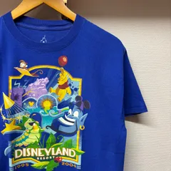 古着 M Tシャツ Disney ディズニー くまのプーさん ジーニー アブー ハイムリック ビックプリント クルーネック 青