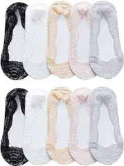 Surmonter フットカバー レディース 10足セット かわいい 靴下 パンプス(5色10足セット,  22.0 cm)