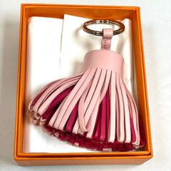HERMES カルメン アニョーミロ チャーム キーリング レザー フリンジ ピンク