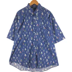 古着 90~00年代 ノーティカ NAUTICA 総柄 半袖 ボタンダウンシャツ USA製 メンズXL相当 ヴィンテージ/eaa534160