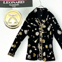 XL レオナール カットソー 2way ブラウス 花 金ボタン 薔薇 ケープ 橙 