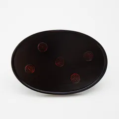 天然木製 8寸 小判盆 水玉 曙 漆塗り 24cm お盆 トレー トレイ おぼん