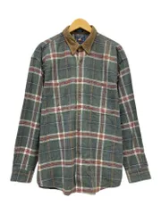 CHAPS RALPH LAUREN (チャップスラルフローレン) 90s 00s ネルシャツ フランネル タータンチェック 襟コーデュロイ切替 XL カーキ ブラウン メンズ/036