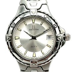【極美品】ZENITH　ゼニス　腕時計　ZEFY　シルバー　クォーツ　稼働　ウォッチ　デイト　メンズ