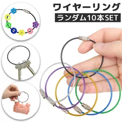 ワイヤーリング キーホルダー 色ランダム10本セット キーリング ハンドメイド パーツ チャーム デコ デコレーション ストラップ 鍵 チェーン アクセサリー リング ネジ スクリュー ワイヤー