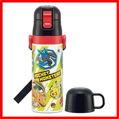 【匿名配送】ブラック スケーター(skater) 子供用 ステンレス 水筒 2way 直飲み 470ml コップ飲み 430ml ポケモン 23 子供に優しい軽