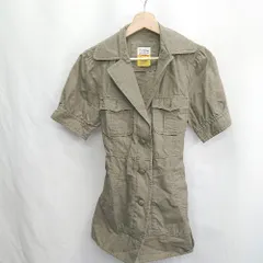 ◇ ◎ ⊂ Purple & Yellow パープル&イエロー 半袖 ミニ丈 ワンピース サイズM ブラウン系 レディース E  【1412090033810】