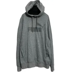 PUMA ロゴスウェット パーカー L グレー プーマ プルオーバー 裏起毛 古着卸 アメリカ仕入 a701-6369