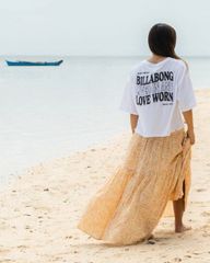 2025春夏 新品【BILLABONG/ビラボン】FLAG LOGO LOOSE CROPPED TEE Tシャツ WHT レディース BF013204