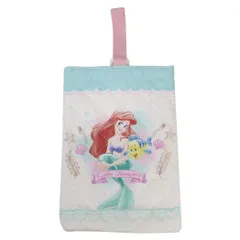 【メール便】リトルマーメイド キルト シューズバッグ 体育館靴かばん アイボリー 新入学 ディズニープリンセス アートウエルド 運動靴入れ キャラクター グッズ 