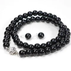 ジェットネックレス synthetic 8ミリ45cm イヤリングおまけセット