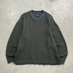00年代 GAP オールドギャップ 鹿の子 Vネック ブランクスウェットシャツ 無地 メンズL 