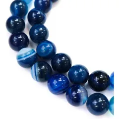 【天然石】青めのう（ブルーアゲート） ブレスレット用 ビーズ 一連 8mm【約44粒入り】瑪瑙 手芸 ハンドメイド NS-060