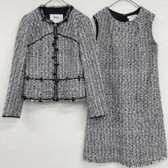 Rene ルネ ツイード ノーカラー ジャケット　美品！ Rene ルネ ツイード ジャケット ノーカラー ブルー 36 5523020