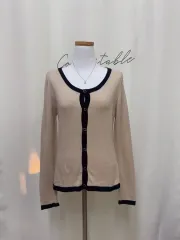 ROPE PICNIC ロペ ピクニック ベージュ ラウンドネック バイカラー 薄い カーディガン