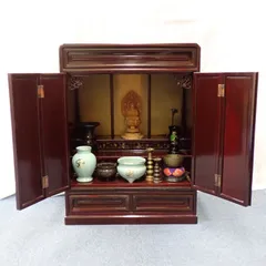 上置き 卓上タイプ 仏壇 木製 小型 コンパクト 引き出し付き 仏具セット 約W45cm×D37cm×H63cm#14108