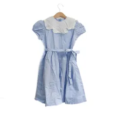 ファミリア シャツワンピース 半袖 ストライプ柄 ボトムス キッズ 女の子用 130サイズ ブルー×ホワイト Familiar 【中古】