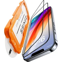 Zeniss iphone用の 14/13/13pro ガラスフィルムに適合する 【米軍規格航空材料&革新的なガイド枠】2枚セット いphone14 ガラスフィルム 耐衝撃・硬度10H 全面保護 気泡レス いphone13 pro 自動吸着 貼りやすい ア 1