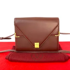 極 美品 袋付 CARTIER カルティエ ヴィンテージ マストライン ロゴ 金具 カーフ レザー 本革 ショルダーバッグ ポシェット ボルドー 32952