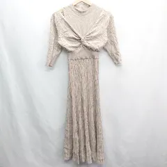 ◇ ⊂ Lily Brown リリーブラウン リブニット オフショル 七分袖 ロング丈 ワンピース サイズ1 ベージュ レディース E  【1408220040919】