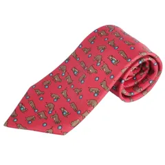 美品 エルメス HERMES ネクタイ 総柄 シルク100％ メンズ フランス製