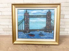 粕谷智秀 油彩 油絵 絵画 F8号 粕谷智秀 橋 1973年作 美品 真作保証共シールあり 美術品 アート 額縁 インテリア 飾り (他177)