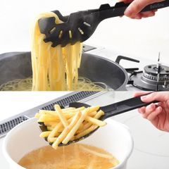 新品 28-28.5cm ベルフィーナ 耐熱 シリーズのフライパンに置ける パスタ これ1本で「茹で/揚げ/炒め」ができる (集めやすい炒めスプーン) (シリコン) 大手飲食店愛用ブランド トング ブラック [アーネスト] A-77436