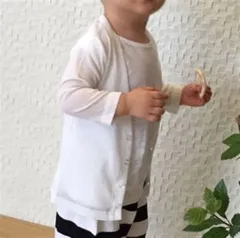 韓国子供服 シースルーサマークールロングカーディガン 長袖 薄手上着 キッズ トップス アウター ホワイト
