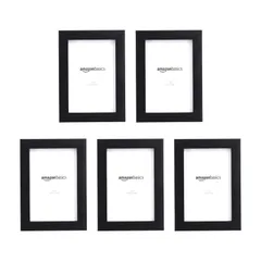はがきサイズ対応 長方形フォトフレーム ブラック 5点セット 15.2 L ベーシック x 10.2 W cm
