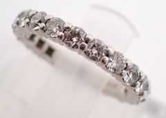 美品 HARRY WINSTON(ハリーウィンストン) プロングセット フルエタニティダイヤリング PT950 3.0g 3号 プラチナ950 小さめ 細め 指輪