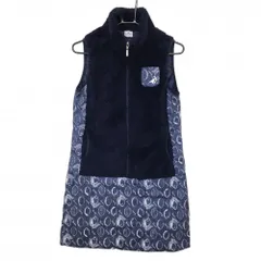 【美品】パラディーゾ 中綿ノースリーブワンピース ネイビー×白 果実柄 ボア切替  レディース L ゴルフウェア Paradiso