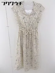◇ ◎ one after another NICE CLAUP 花柄 フレア ノースリーブ 膝下丈 ワンピース サイズF ベージュ マルチ レディース  【1106010009121】