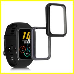 kwmobile 2x ケース 対応: Huawei Watch Fit 2 カバー - フルカバー シリコン 耐衝撃 全体保護 黒色/灰色