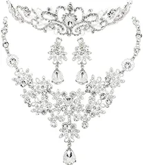 A'sTool ティアラ ネックレス 3点セット ブライダル ジュエリー ミスコン 学祭 発表会 等(ピアス)