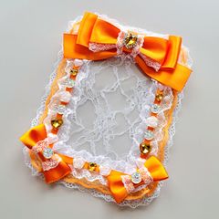 硬質ケース 推しカラー 硬質デコケース 硬質ケースデコ デコケース レースデコ 写真ケース アイドル写真 公式ブロマイド写真 B7 L版ケース オレンジ ギフト 卒業式 入学式 結婚式