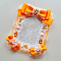 硬質ケース 推しカラー 硬質デコケース 硬質ケースデコ デコケース レースデコ 写真ケース アイドル写真 公式ブロマイド写真 B7 L版ケース オレンジ ギフト 卒業式 入学式 結婚式