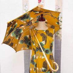 ハンドメイド 大島紬プリンセスラインワンピース 寒紅梅 - メルカリ