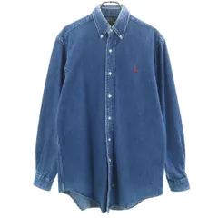 POLO COUNTRY RALPH LAUREN ポロカントリー ラルフローレン 80s 90s オールド USA製 長袖 デニムシャツ S ブルー メンズ 古着