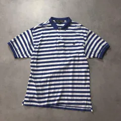 GQ2144◇nautica : 90’s ストライプポロシャツ◇青白 ノーティカ