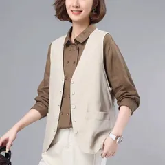 ベスト レディース ジュアル　薄手 ジレ 夏 綿麻風 コーデ ノースリーブ カーディガン ロングコート 涼しい 羽織り xzjhxhy#