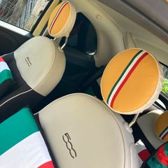 No.527 FIAT500 ヘッドレストカバー　2点セット　ハンドメイド