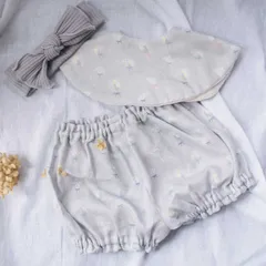 ギフトセット Lien de famille ヘアバンド スタイ ブルマ 3点セット ブーケフラワー （ ギフト セット ベビー お祝い 出産祝い おしゃれ 女の子 赤ちゃん よだれかけ 360度 ヘッドバンド かぼちゃパンツ プレゼント ）