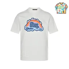 【今日特価】Louis Vuitton 23ss レインボーロゴプリント T シャツ（麻綿混生地）-1