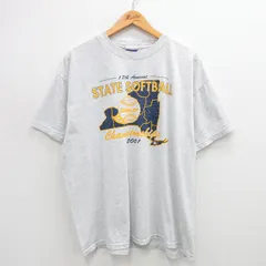 XL/古着 チャンピオン champion 半袖 ビンテージ Tシャツ メンズ 00s ソフトボール チャンピオンシップ 大きいサイズ クルーネック 薄グレ