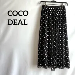 COCO DEAL黒ブラックロングフレアスカート花柄刺繍フラワーゆったりかわいい