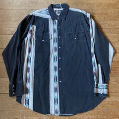 【90's】Justin ウエスタンシャツ　ブラック　XL ネイティブ　古着　長袖　メンズ