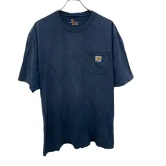 carhartt 半袖 ロゴTシャツ L ネイビー プルオーバー ポケット付き 無地 ストリート カーハート 古着卸 アメリカ仕入 a705-5724