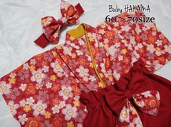 ベビー袴&ヘアリボンセット　ハンドメイド　60〜70 女の子